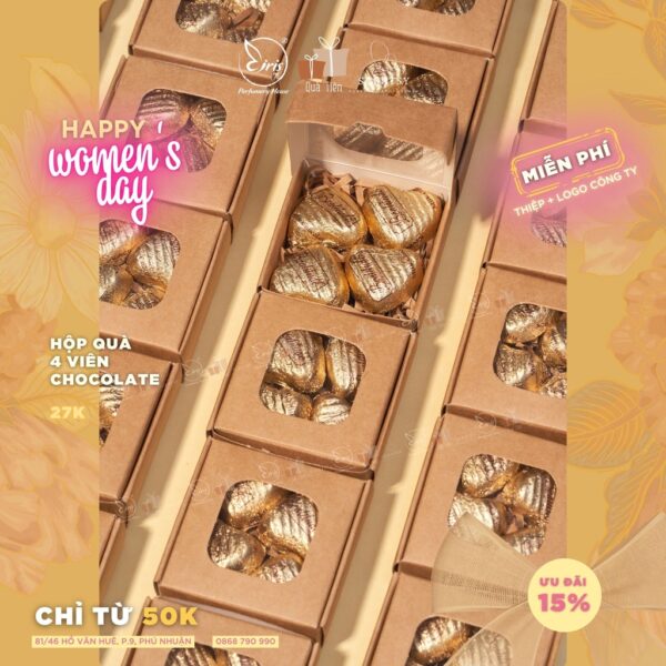 Hộp Quà 04 Viên Chocolate, Quà Tặng 8/3 Xinh Xắn Ý Nghĩa