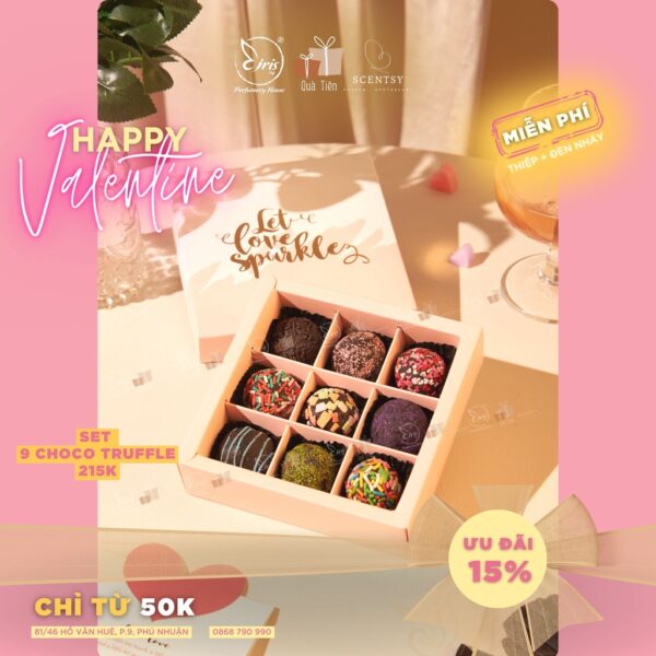 Set Quà Chocolate Truffle - Hộp Trắng Hồng - Nhiều Size Hộp
