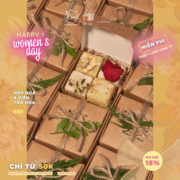 Hộp Quà 04 Viên Trà Hoa, Quà Tặng 8/3 Xinh Xắn Ý Nghĩa
